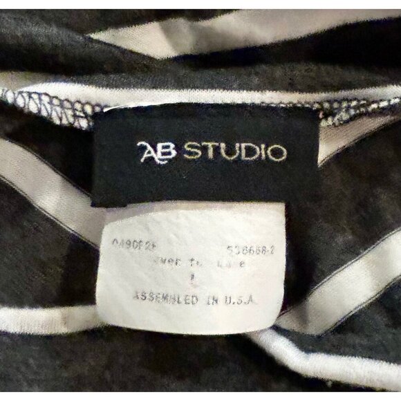AB Studio Women's Black White Stripe Maxi Skirt Size LARGE - Picture 3 of 6